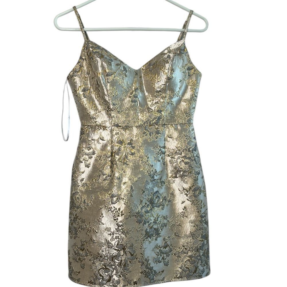 Lulu's Ask Me Already Champagne Floral Mini Dress XS